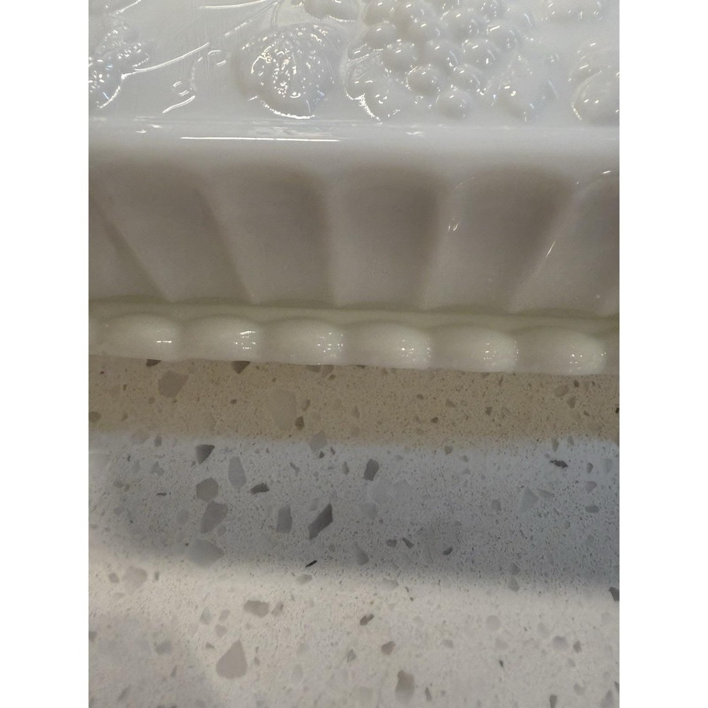Westmoreland Paneled Grape Butter Dish Mid Century Depression Milk Glass - Picture 4 of 7